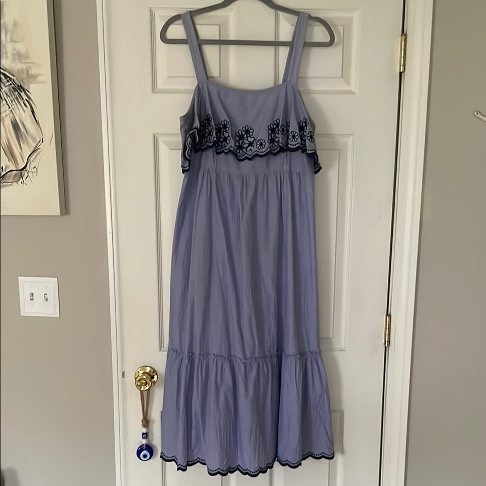 Lavender Maxi Dress with Black Lace Trim